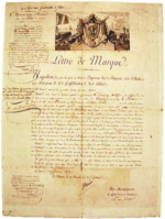 כתב הרשאה שניתן לקפטן אנטואן בולו ב-27 בפברואר 1809, לספינה "פורט" בת 15 טון