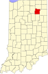 State map highlighting Whitley County