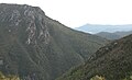 Mount Huxley showing rocky outcrop on the south face above the King River Gorge.