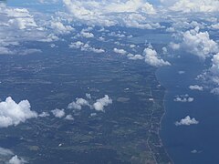 Sariaya, Lucena, Tayabas Bay from air