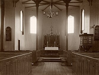 Interior view of the 2nd church (c. 1930)