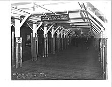 A view of the platform for Track 3 at Times Square facing east.