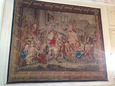 "Triumph of Alexander" tapestry on grand stairway (Brussels, 18th century)