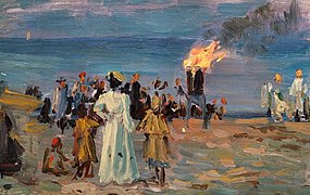 Hoguera de San Juan en la playa de Skagen (c. 1900)