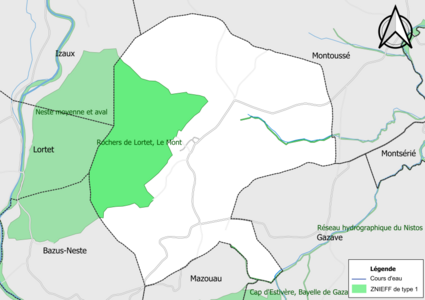 Carte des ZNIEFF de type 1 sur la commune.