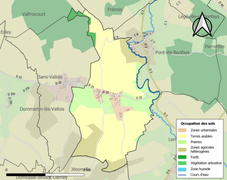 Carte en couleurs présentant l'occupation des sols.