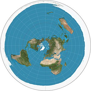 Azimuthal equidistant projection, by Strebe
