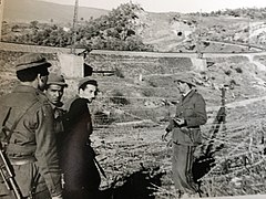 An NLA Team inspects the Morice Line by the Ouenza railway track. Circa 1958-59. The photo features Abderrahmane Bensalem, one of the senior commander of the Eastern Base.