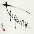 Image 3Vietnamese calligraphy depicting people on a boat, the calligraphy says, "Thuyền nhân" (from Culture of Vietnam)