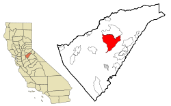 Location in Calaveras County and the state of California