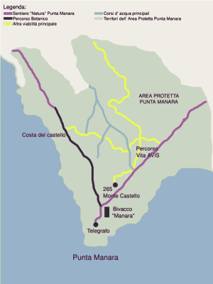 Mappa dei sentieri di Punta Manara