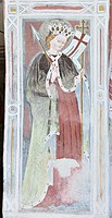 Saint Ursula in a 15th-century fresco on St. Jacob church in Urtijëi in Val Gardena