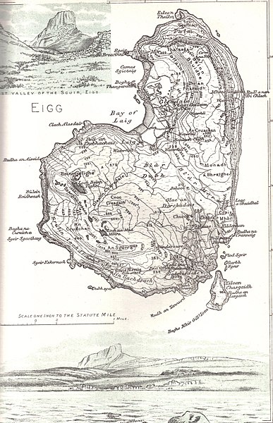 Map of Eigg 1892, with Eilean Chathastail to its Southeast
