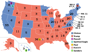 Electoral college map, depicting Trump winning many states in the South and Midwest and Biden winning many states in the Northeast and Pacific West
