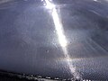 Closeup on the ridges of a handheld fresnel lens.