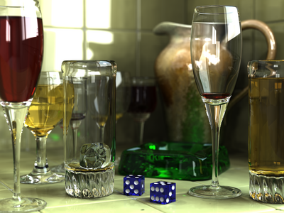 Computer generated still life, by Gilles Tran (re-rendered by Deadcode)