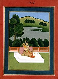 Woman playing the sitar, Murshidabad style of painting