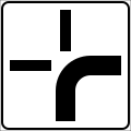 Direction of main road (example). It is used with priority sign