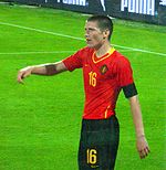 Sébastien Pocognoli lors du match Italie - Belgique en mai 2008