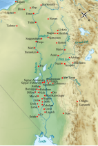 Localisation des principales villes de la Mésopotamie des premiers siècles du IIe millénaire av. J.-C.