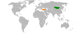 Map indicating locations of Mongolia and Turkey