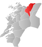 Mapa do condado de Nord-Trøndelag com Namsskogan em destaque.