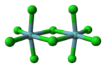 Ball-and-stick model of niobium pentachloride