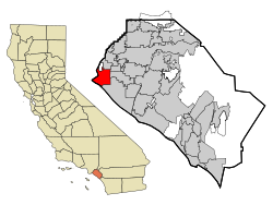 Location of Seal Beach within Orange County, California.