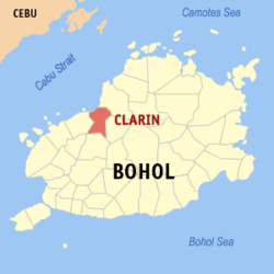 Map of Bohol with Clarin highlighted