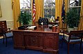 Socks sitting at the Resolute desk in the Oval Office, 1994