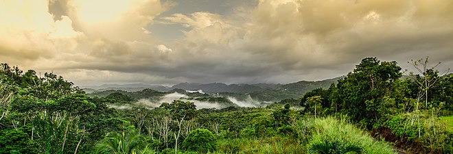 Sky with clouds above mountains in Ciales