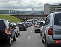 Congestionamento no Eixo Monumental, Brasília, Brasil.