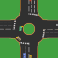 Image 7 Roundabout Photo credit: Fredrik and Mintguy A diagram of movement within a roundabout in a country where traffic drives on the left. A roundabout is a type of road junction, or traffic calming device, at which traffic streams circularly around a central island after first yielding to the circulating traffic. Unlike with traffic circles, vehicles on a roundabout have priority over the entering vehicle, parking is not allowed and pedestrians are usually prohibited from the central island. More featured pictures
