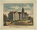 Print of historical Waynesburg University building (at the time: Waynesburg College)