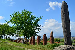 Standing stones at the ruins of the Metsamor site near Taronik