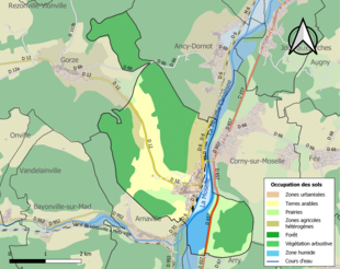 Carte en couleurs présentant l'occupation des sols.