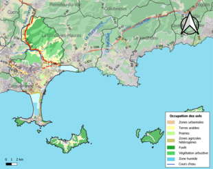 Carte en couleurs présentant l'occupation des sols.