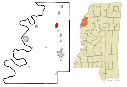Location of Shelby, Mississippi