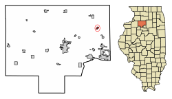 Location of Arlington in Bureau County, Illinois.