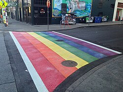 One of Seattle's rainbow crossings in 2015