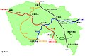 東莞軌道交通計劃路線圖（單線圖：R1．R2．R3．R4．廣深）