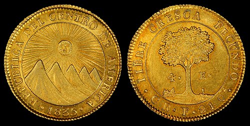 Central American Republic four-escudo coin