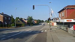 Hasselager. The main road of Hovedvejen.