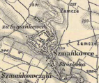 Shmankivtsi on the Austrian topographic map, 1869–1887.