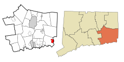 Location in New London County, Connecticut