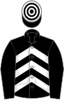 Black, white chevrons on body, hooped cap