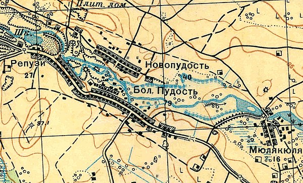 План деревни Пудость. 1931 год