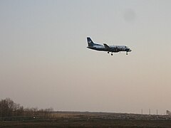 Saab 340 авиакомпании «Полёт» заходит на посадку в международном аэропорту Белгород