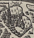 L'abbaye Saint-Martial, détail d'une carte de Limoges et de son diocèse par Jean Fayen, vers 1594.