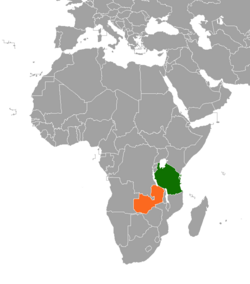 Map indicating locations of Tanzania and Zambia